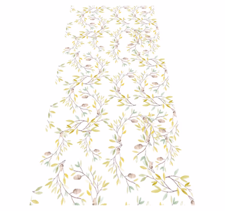 Vinyl teppe blomster og planter akvarell grønne blader - Tenstickers