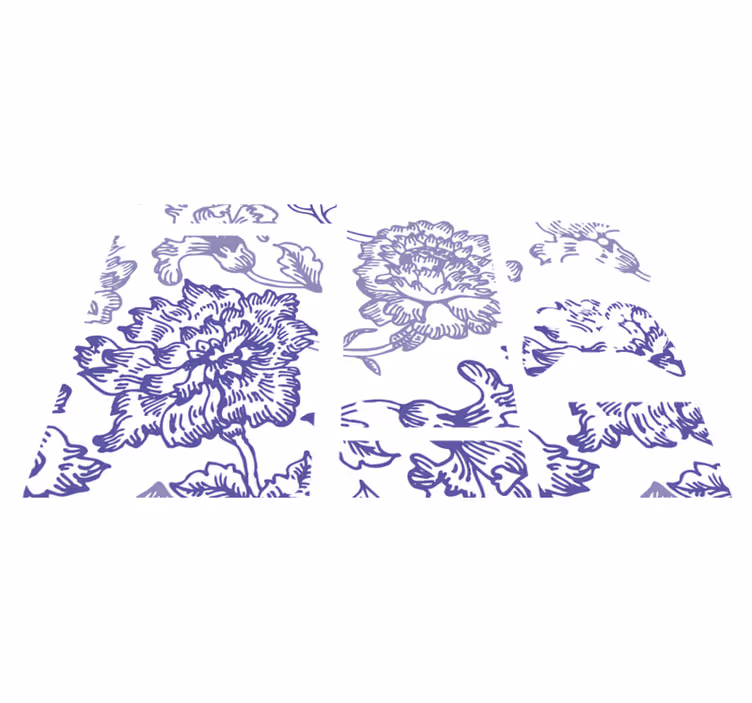 Mykt lilla blomsterdesign vinyl teppe blomster og planter - Tenstickers