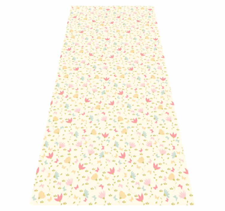 Vinyl teppe blomster og planter med blomster og sommerfugler - Tenstickers