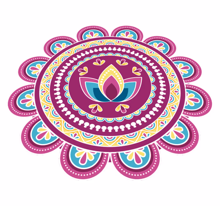 Fargerik lotus mandala vinyl teppe blomster og planter - Tenstickers