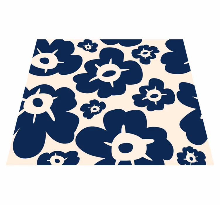 Mørk blå valmue vinyl teppe blomster og planter - Tenstickers
