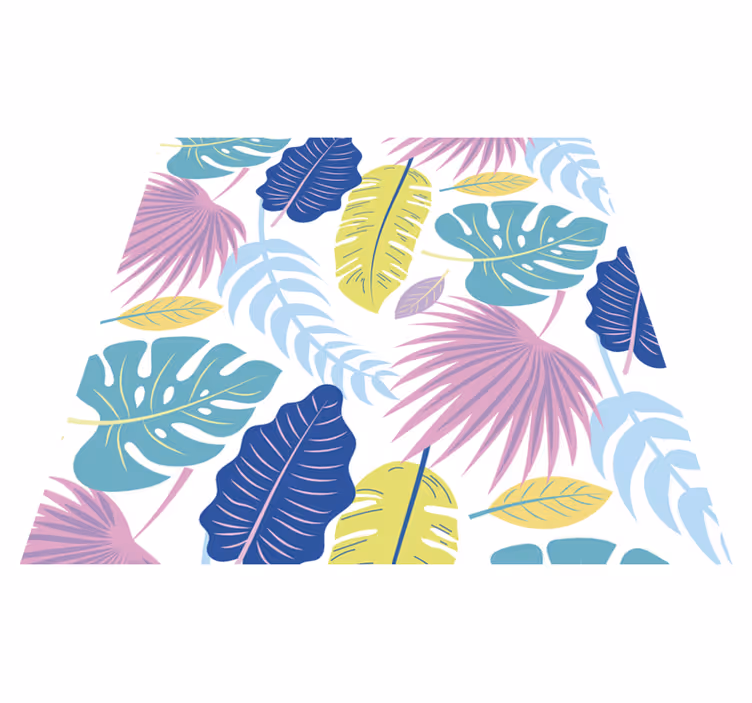 Fargerike bladmønstre vinyl teppe blomster og planter - Tenstickers