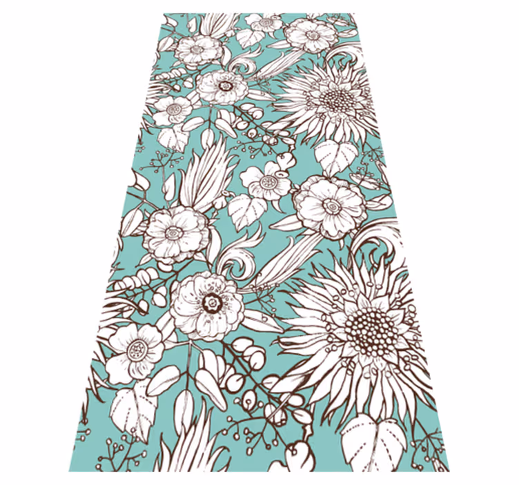 Blomster og planter vinyl teppe blomstermønster - Tenstickers