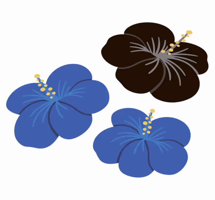 Vinyl teppe blomster og planter hibiskus blomsterarrangement - Tenstickers