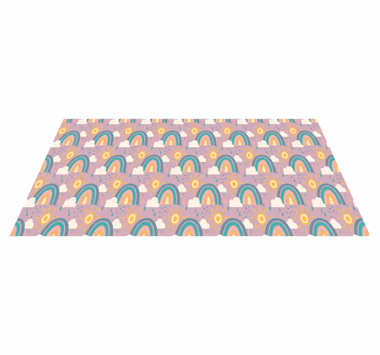 Lekne fargerike regnbuer vinyl teppe blomster og planter - Tenstickers