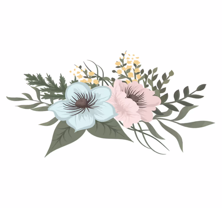 Vinyl teppe blomster og planter botanisk ensemble - Tenstickers