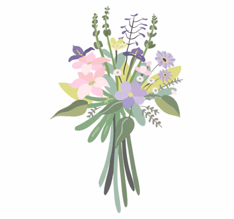 Fargerik blomsterbukett vinyl teppe blomster og planter - Tenstickers