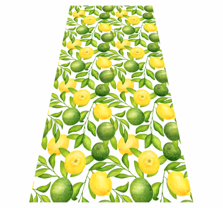 Vinyl teppe blomster og planter sitron og lime mønster - Tenstickers