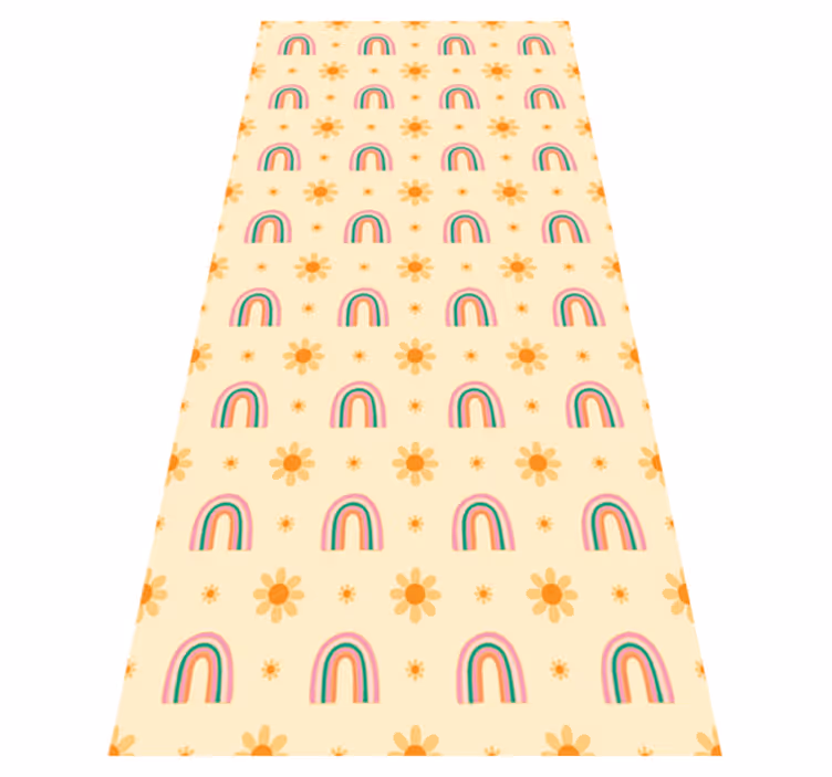 Blomster og regnbuer vinyl teppe soverom - Tenstickers