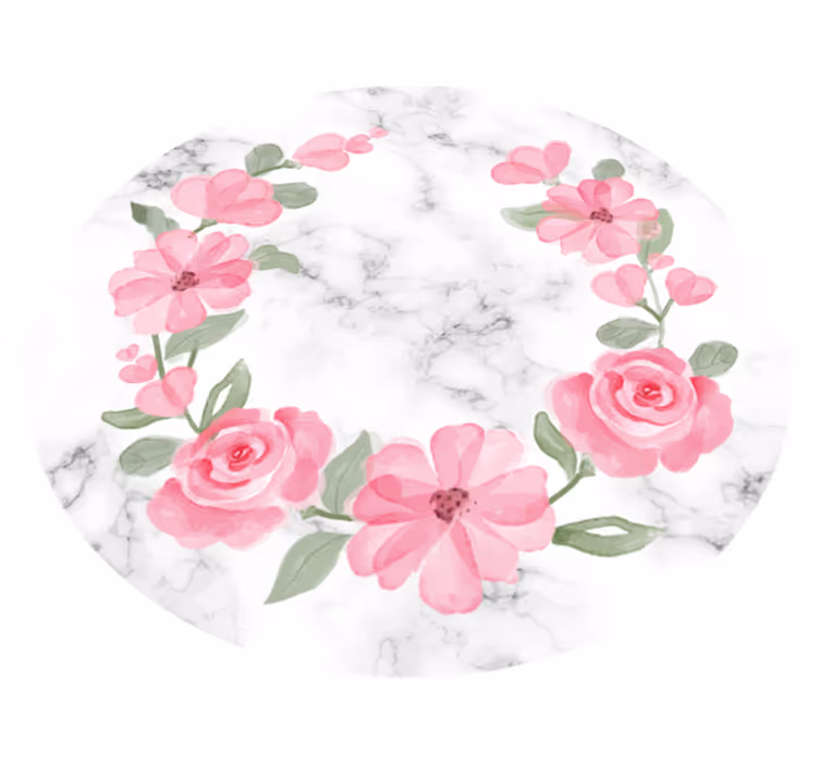 Vinyl teppe soverom blomsterkrans med marmor - Tenstickers