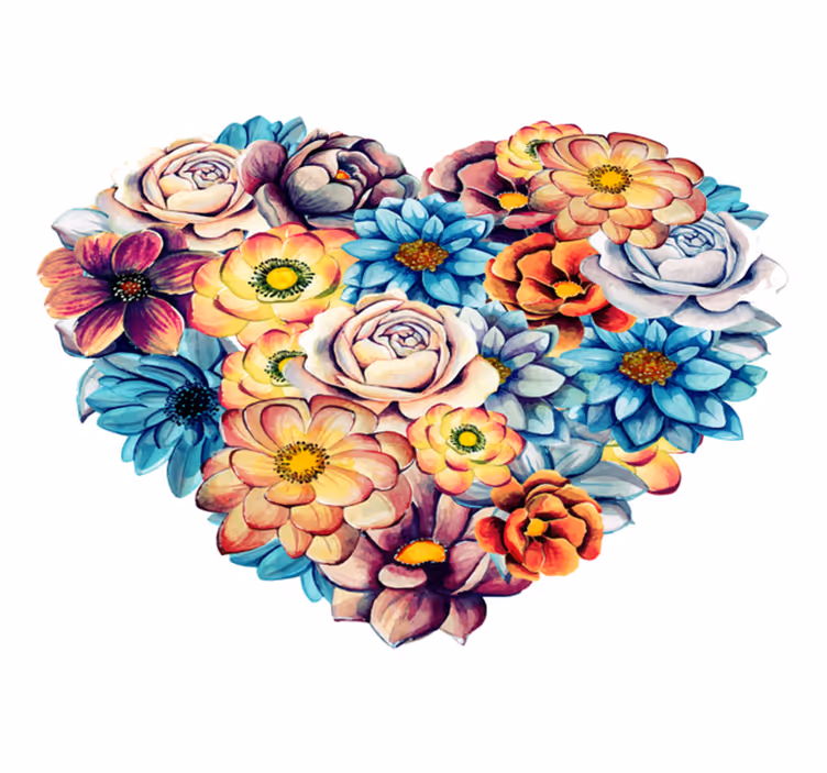 Hjerte blomsteroppsats vinyl teppe soverom - Tenstickers