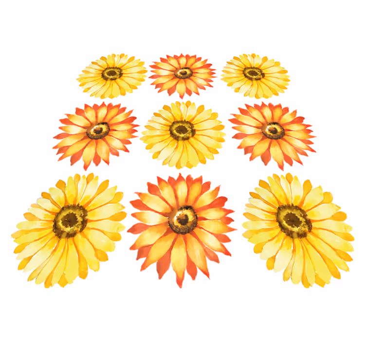 Vibrant blomsterkomposisjon vinyl teppe soverom - Tenstickers