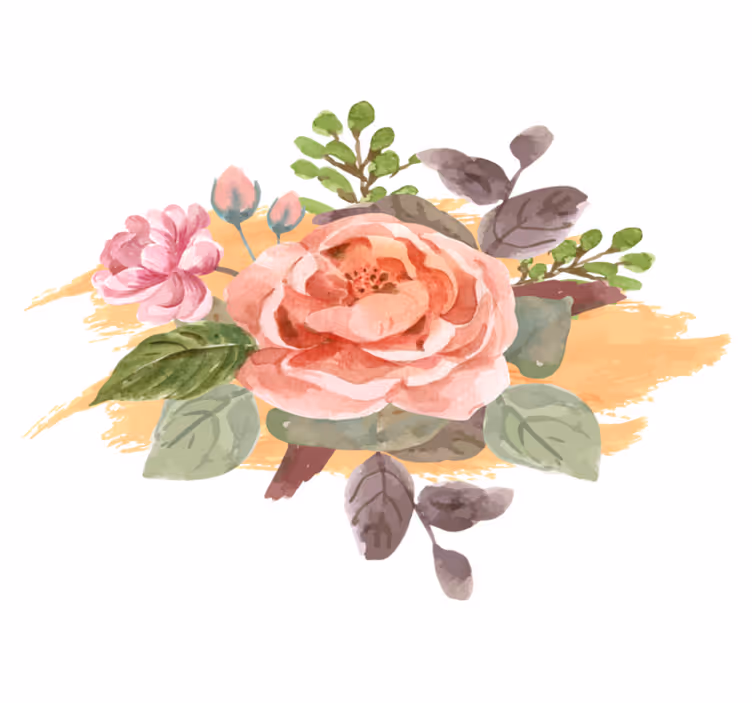 Blush bloom komposisjon vinyl teppe soverom - Tenstickers