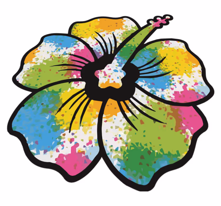 Fargerik hibiscusblomst vinyl teppe soverom - Tenstickers
