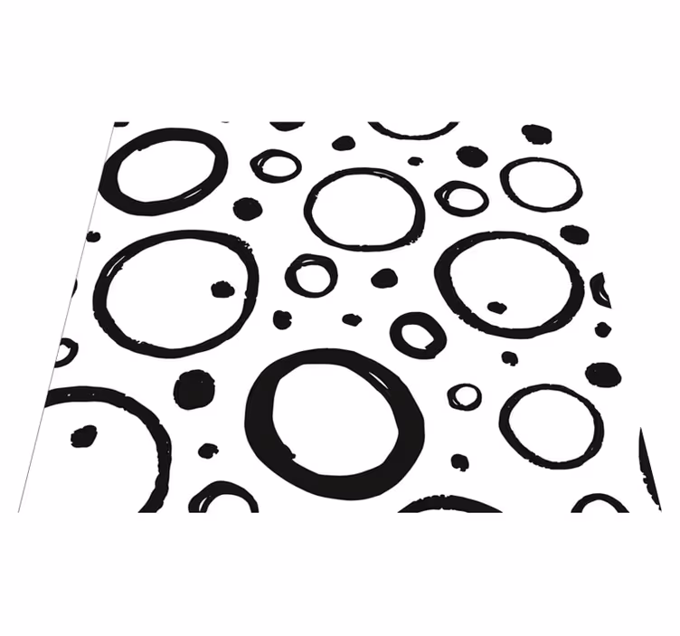 Sirkulært design svart og hvitt vinyl teppe geometrisk - Tenstickers