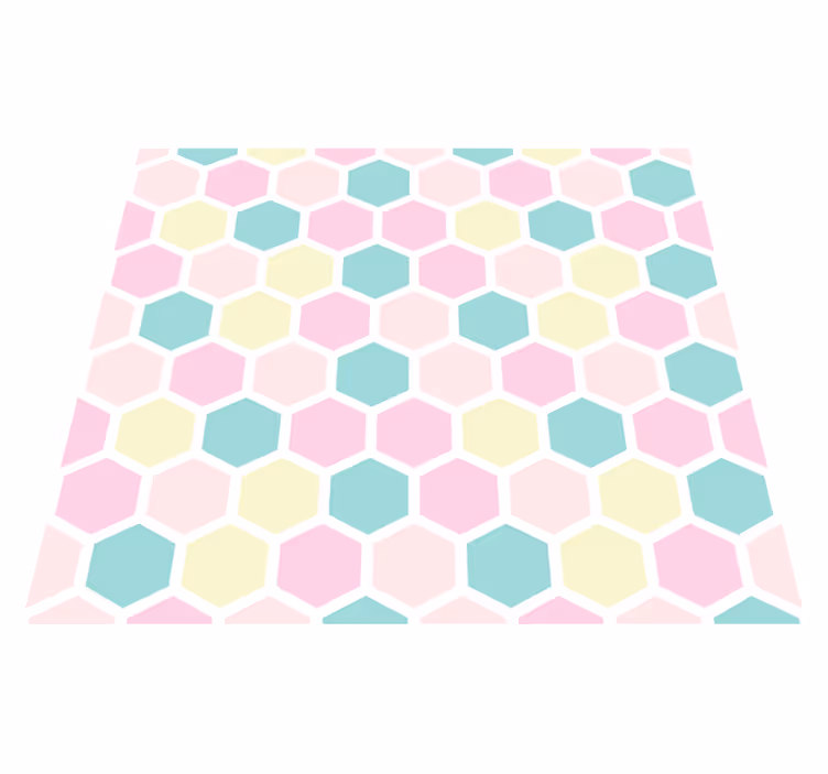 Vinyl teppe geometrisk mønster og pastellfarger - Tenstickers