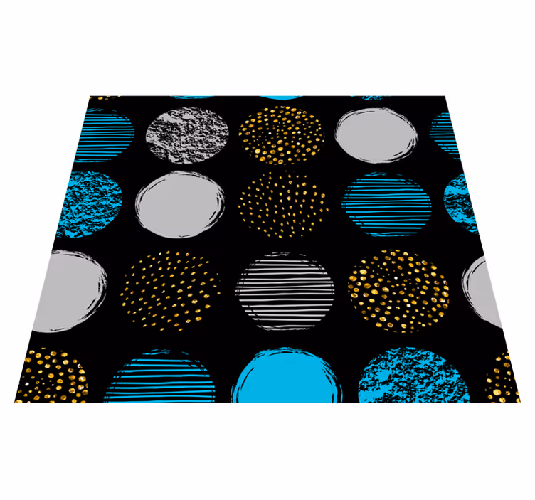 Vinyl teppe geometrisk prikkemønster på svart bakgrunn - Tenstickers