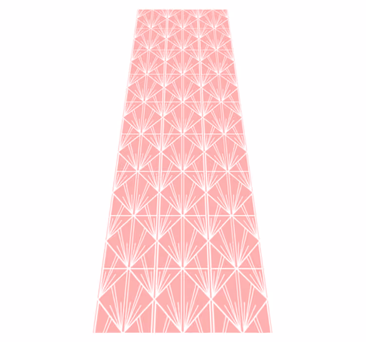 Vinyl teppe geometrisk moderne kunst rosa og hvit mønster - Tenstickers