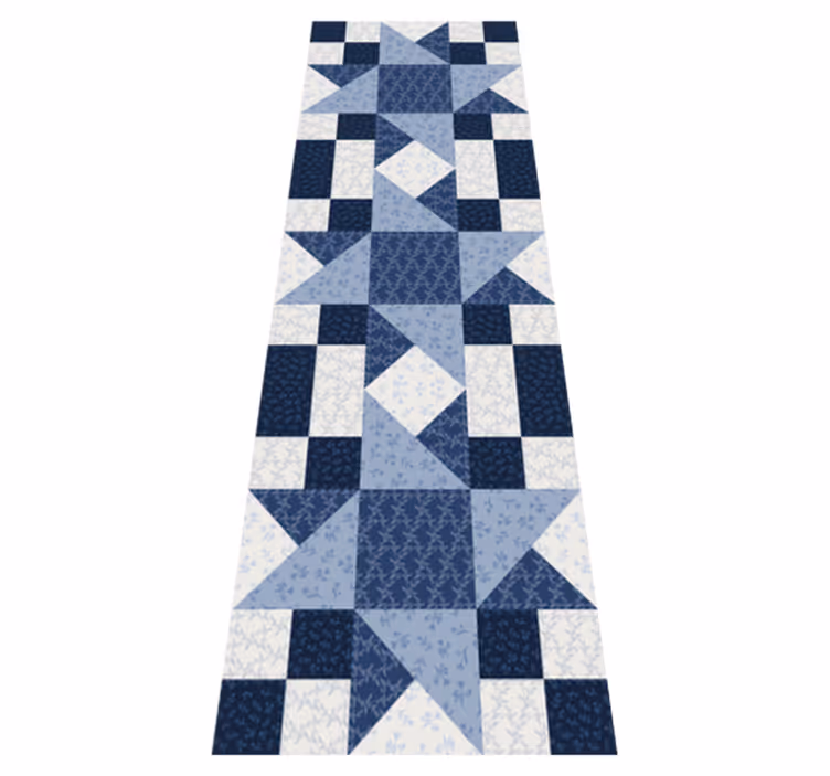 Vinyl teppe geometrisk patchwork blå stjerne trekant - Tenstickers