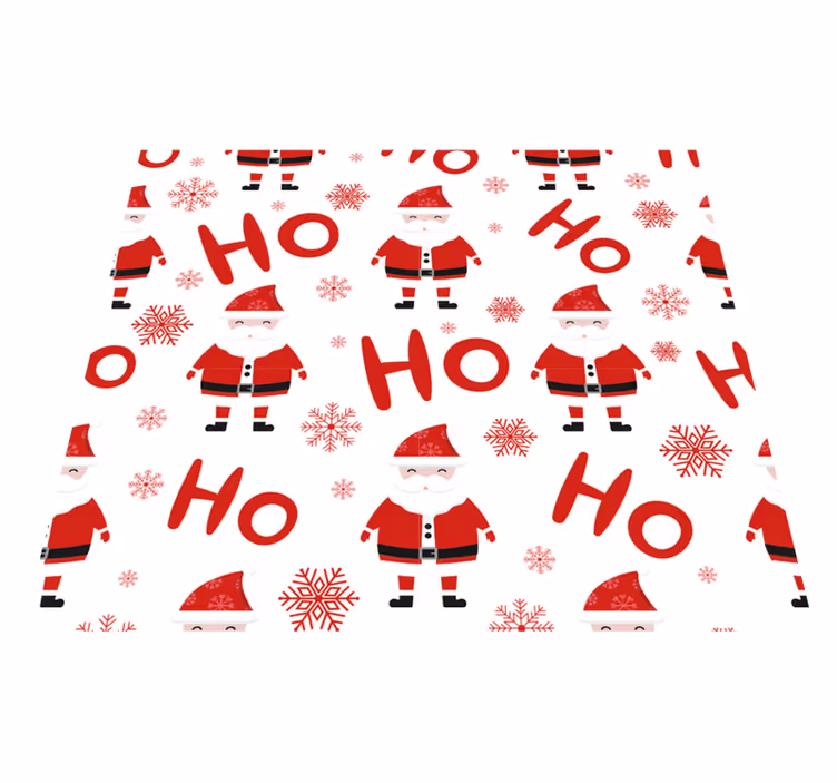 Jul vinyl teppe med julenisse og hohoho mønster - Tenstickers