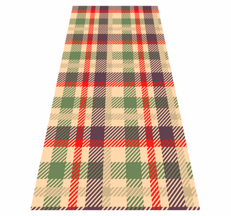 Jul vinyl teppe rød og grønn tartan - Tenstickers