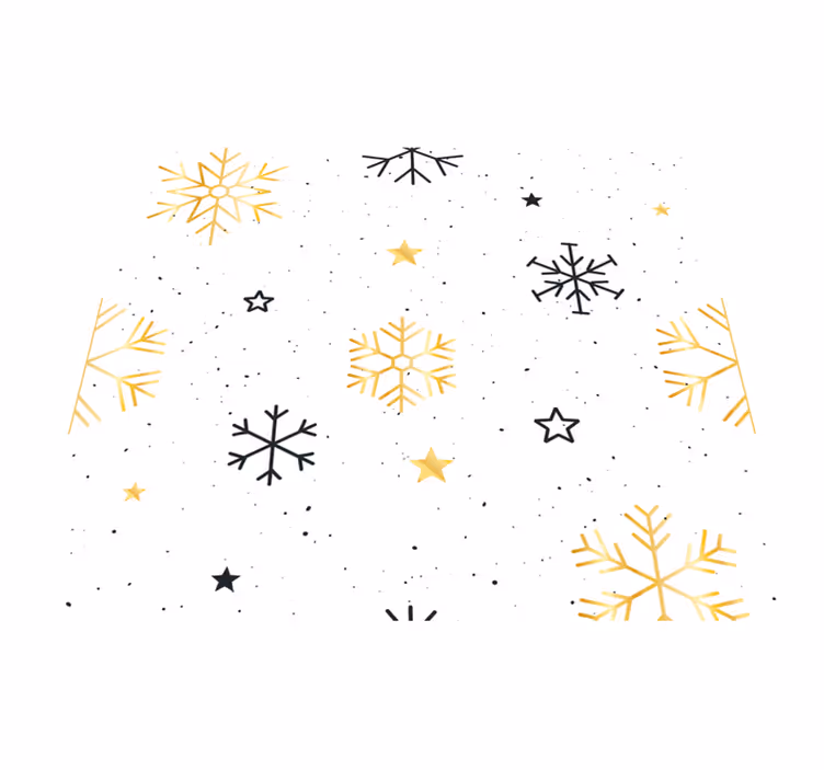Jul vinyl teppe med sorte og gull snøfnugg - Tenstickers