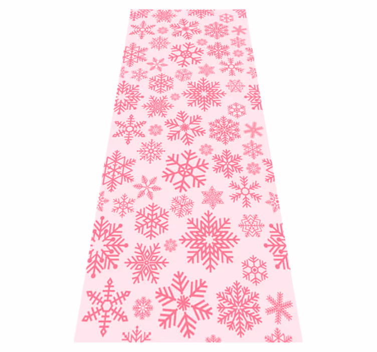 Jul vinyl teppe med rosa snøfnugg design - Tenstickers