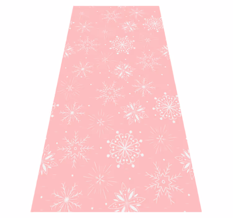 Jul vinyl teppe hvite snøfnugg på rosa bakgrunn - Tenstickers