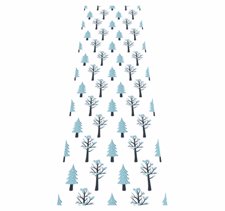 Jul vinyl teppe med tre i snø mønster - Tenstickers
