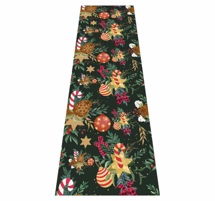 Jul vinyl teppe med grener juledekorasjoner - Tenstickers