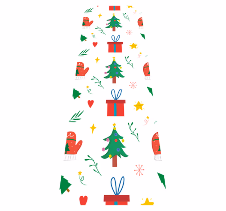 Jul vinyl teppe med fargerike gaver og votter - Tenstickers