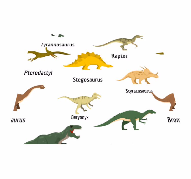 Vinyl teppe soverom med realistiske dinosaurer - Tenstickers