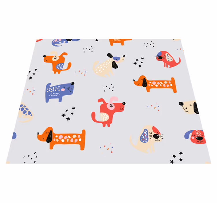 Vinyl teppe soverom med illustrerte hunder - Tenstickers