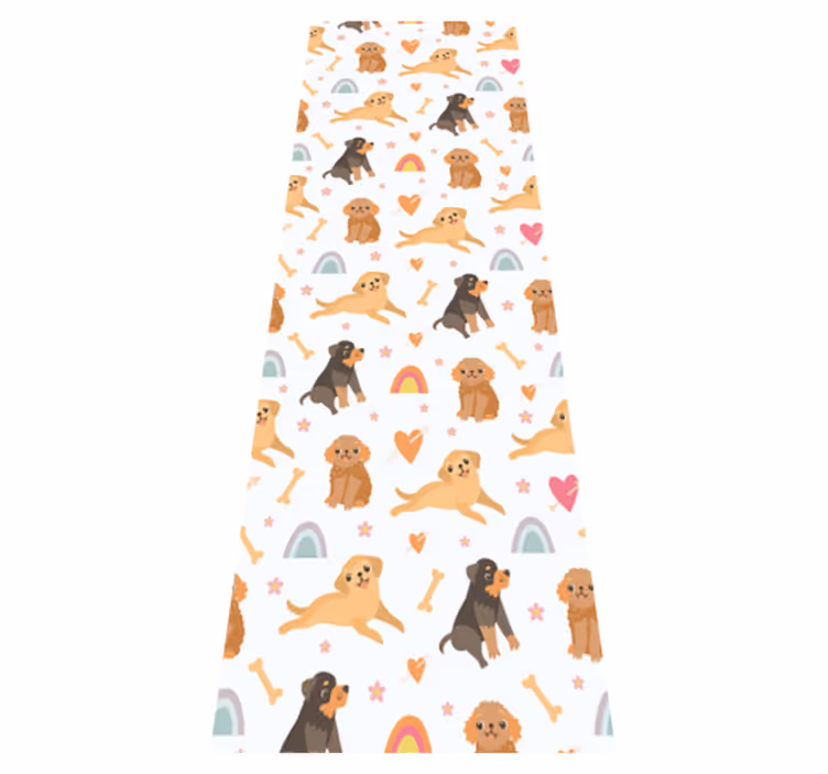 Søtt hunde- og regnbuemønster vinyl teppe soverom - Tenstickers