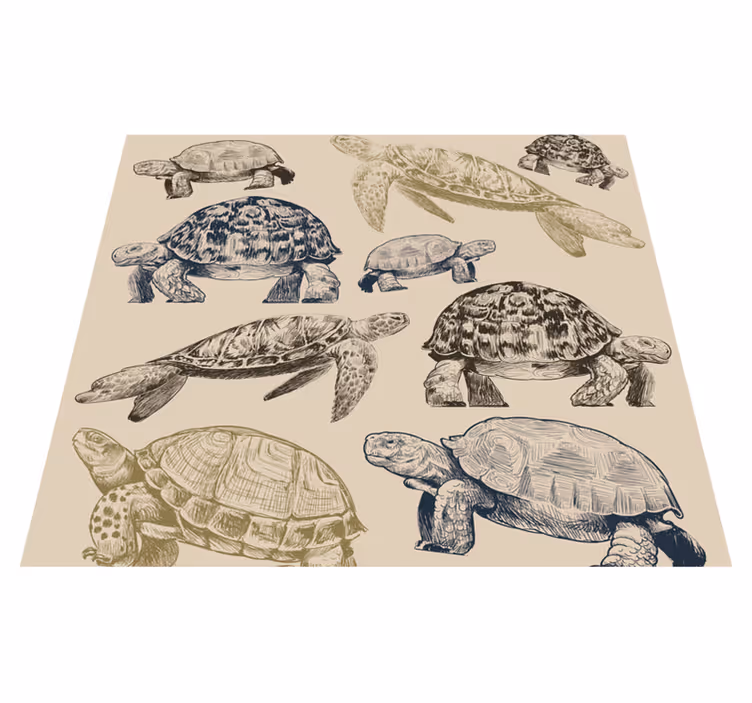 Vinyl teppe soverom skilpadder beige bakgrunn - Tenstickers