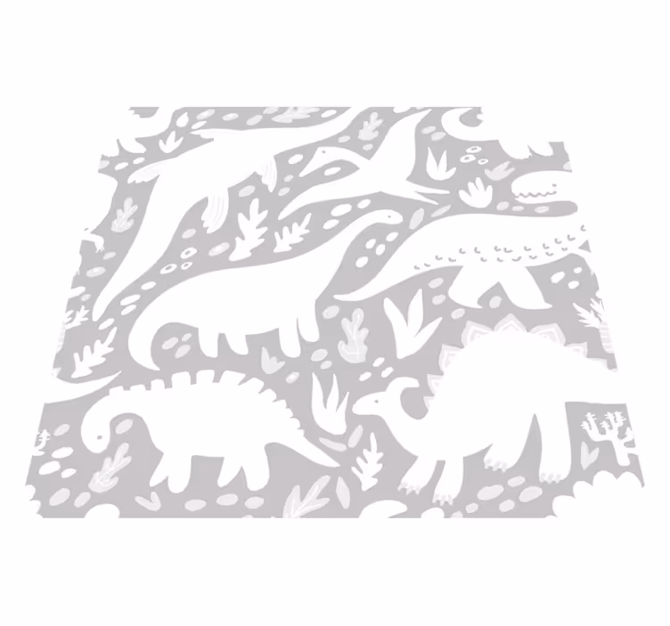Dinosaur hvitt mønster vinyl teppe soverom - Tenstickers