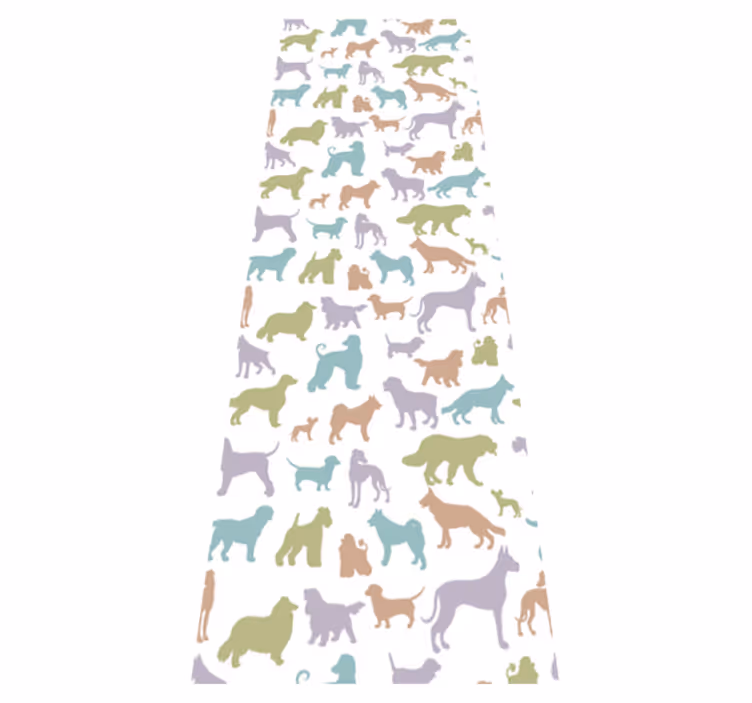 Pastellfargede hundesilhuetter vinyl teppe soverom - Tenstickers