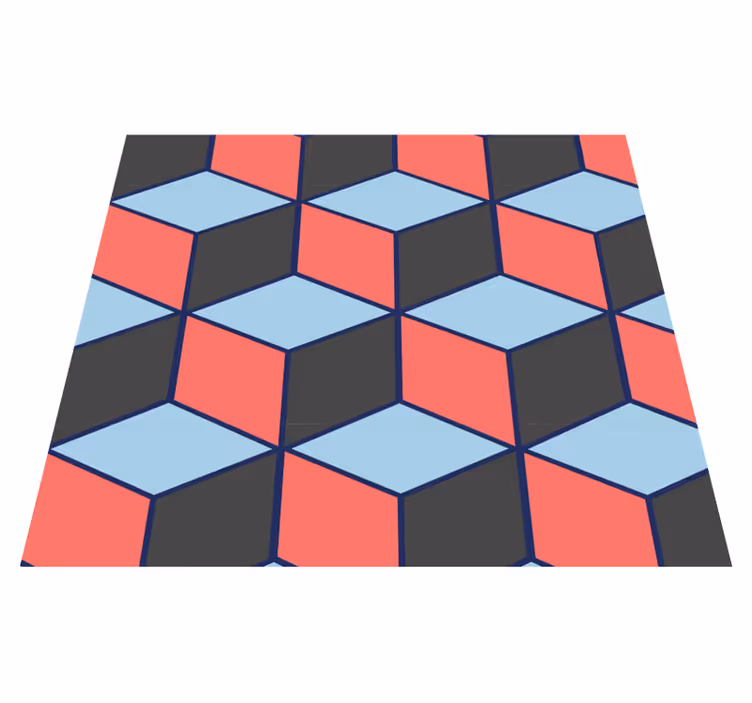 Vinyl teppe soverom geometriske firkanter 3d - Tenstickers