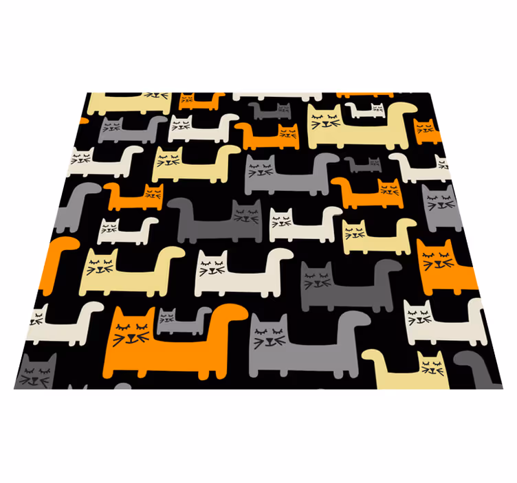 Vinyl teppe soverom fargerike geometriske katter - Tenstickers