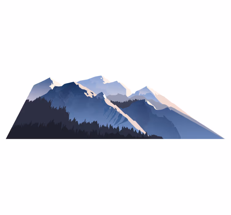 Grå skog og fjell og sol vinyl teppe natur - Tenstickers