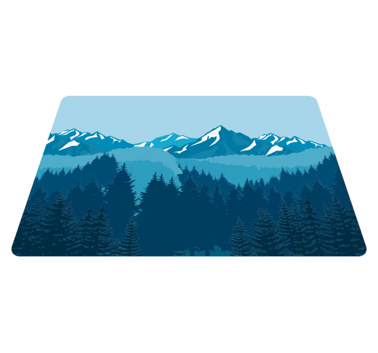 Full blågrønn landskap vinyl teppe natur - Tenstickers