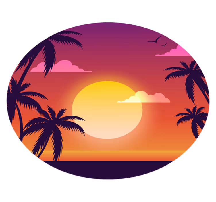 Vinyl teppe natur 70-talls solnedgang - Tenstickers