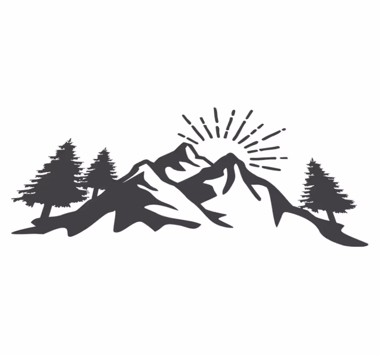 Solfjell silhuett vinyl teppe natur - Tenstickers