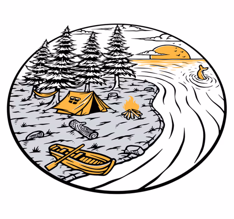 Vinyl teppe natur motorhome gult landskapsmerke - Tenstickers