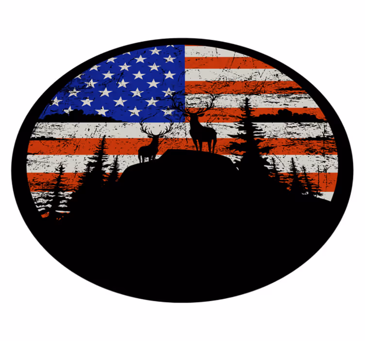 Vinyl teppe natur amerikansk flagg fjellsilhuett - Tenstickers