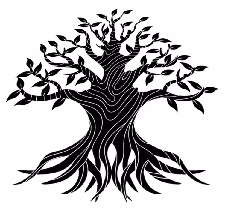Tree of life linjer vinyl teppe natur - Tenstickers