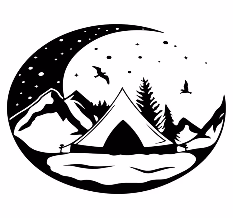 Vinyl teppe natur fjell og månenatt - Tenstickers