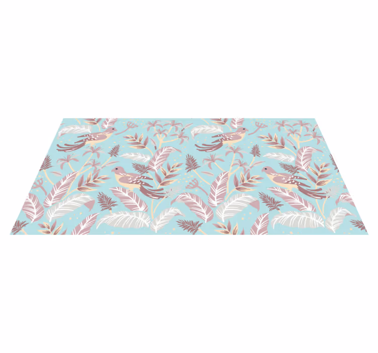 Vinyl teppe natur blå og rosa blomsterdesign - Tenstickers