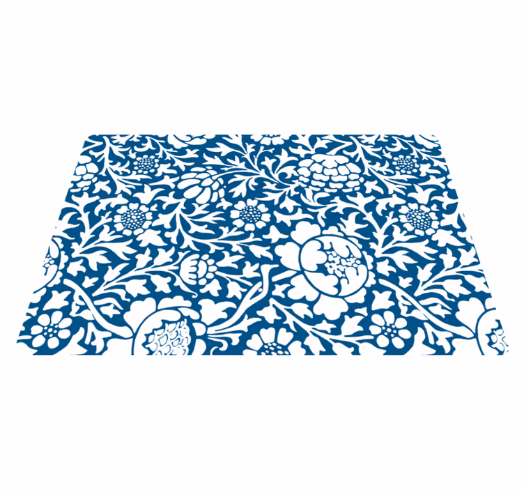 Vinyl teppe natur marineblå flora - Tenstickers
