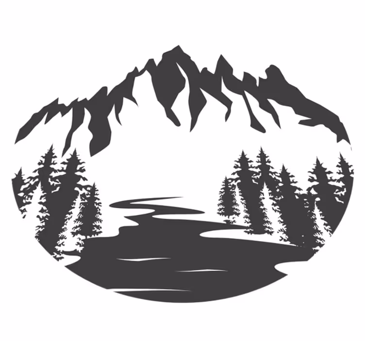 Vinyl teppe natur fjellandskap silhuett - Tenstickers